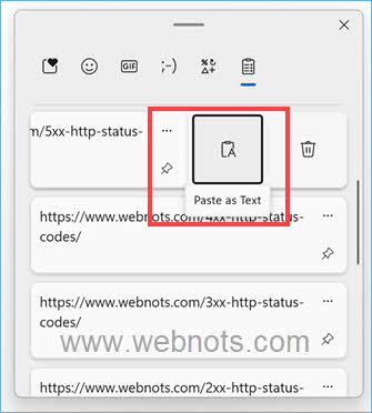 将 URL 粘贴为剪贴板历史记录中的文本