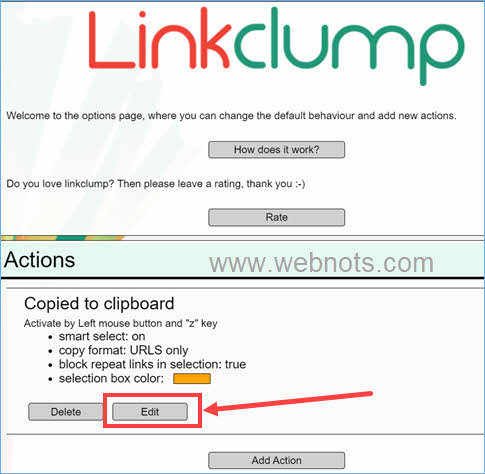 编辑 Linkclump 扩展行为