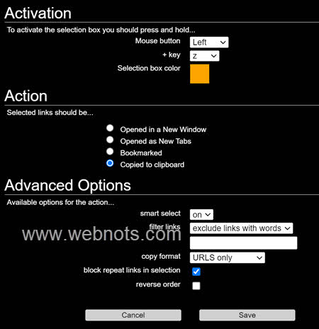 自定义 Linkclump 扩展设置