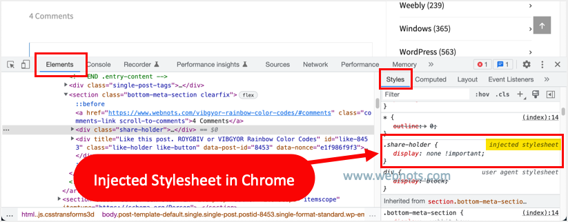 从 Chrome 开发者工具的源代码中注入样式表