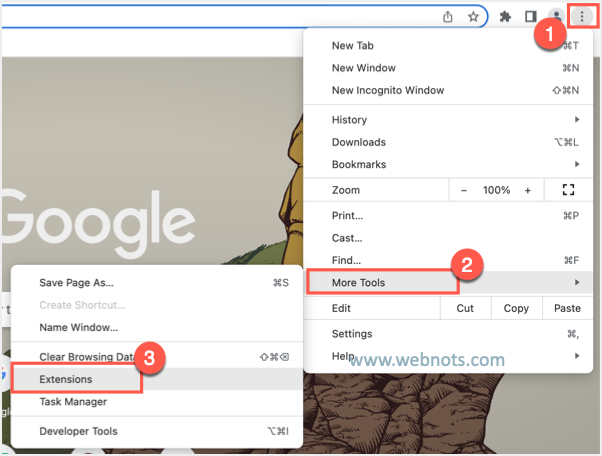从菜单转到 Chrome 扩展程序