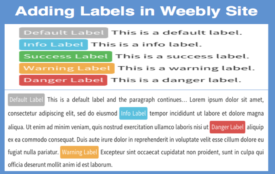Add Text Label in Weebly Site