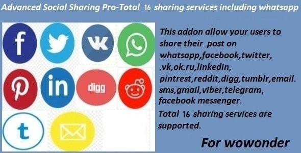 Advanced Social Sharing Pro For WoWonder