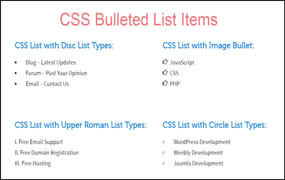 CSS Bulleted List Items