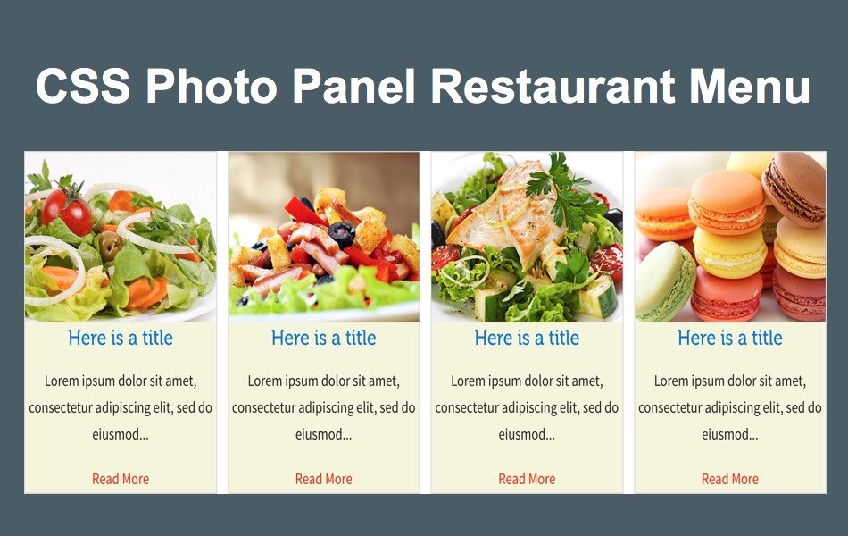 CSS Photo Panel Restaurant Menu
