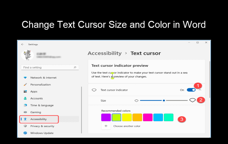 Change Text Cursor Color and Size