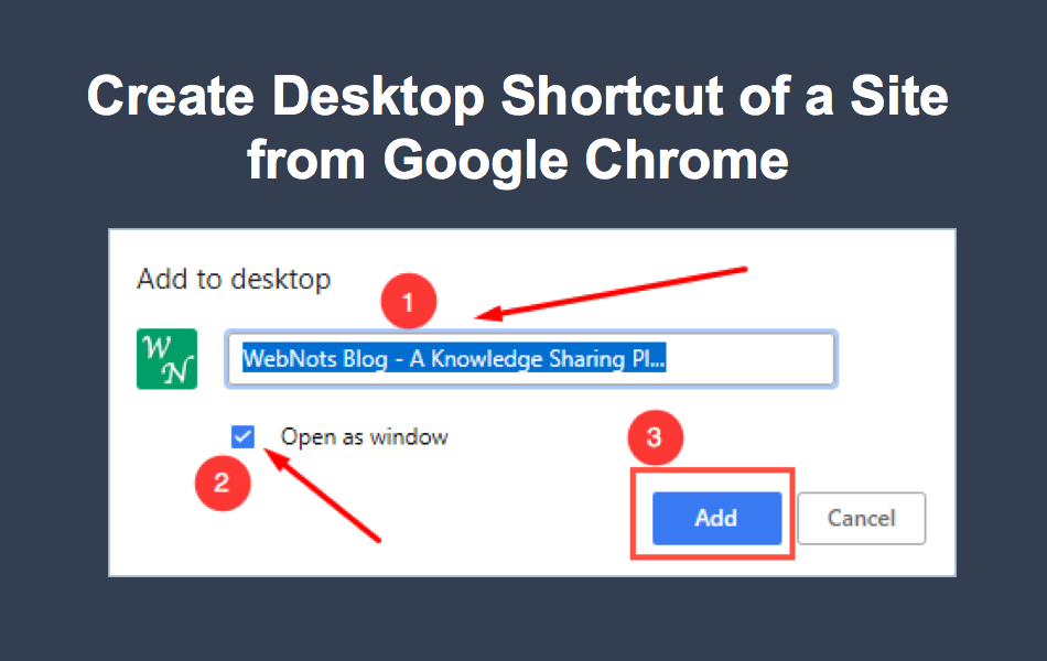 Create Desktop Shortcut of a Site from Google Chrome