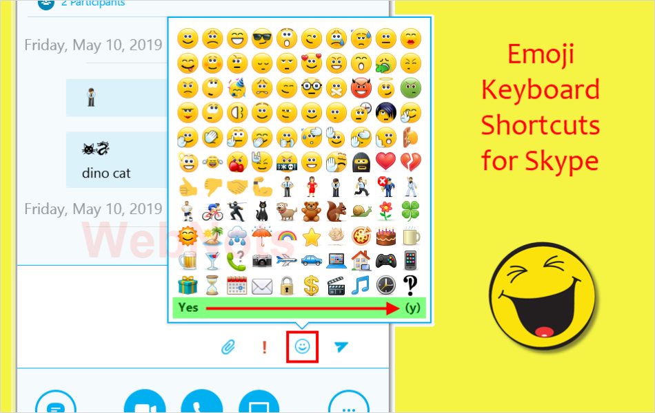 Emoji Keyboard Shortcuts for Skype