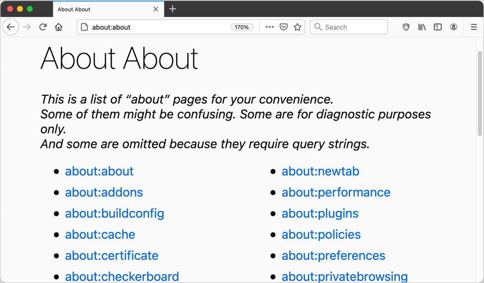 Firefox列表关于页面
