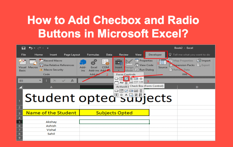 How to Add Checkbox and Radio Button in Excel