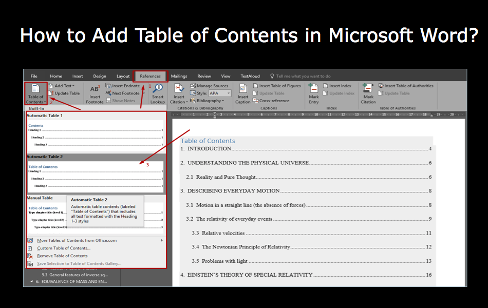 How to Add Table of Contents in Microsoft Word