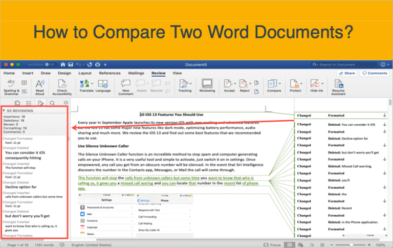 How to Compare Two Word Documents
