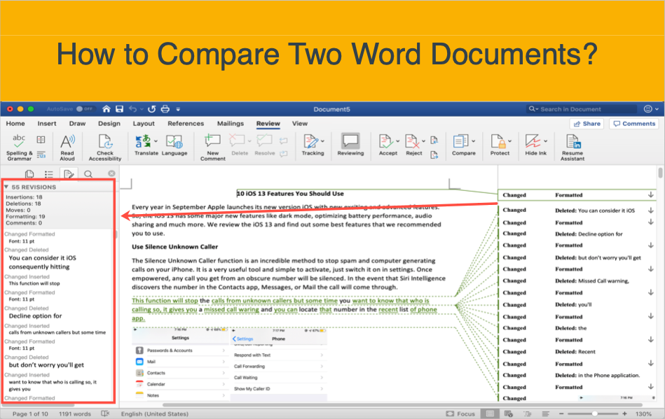 How to Compare Two Word Documents