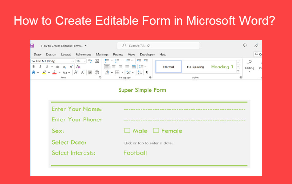 How to Create Editable Form in Microsoft Word