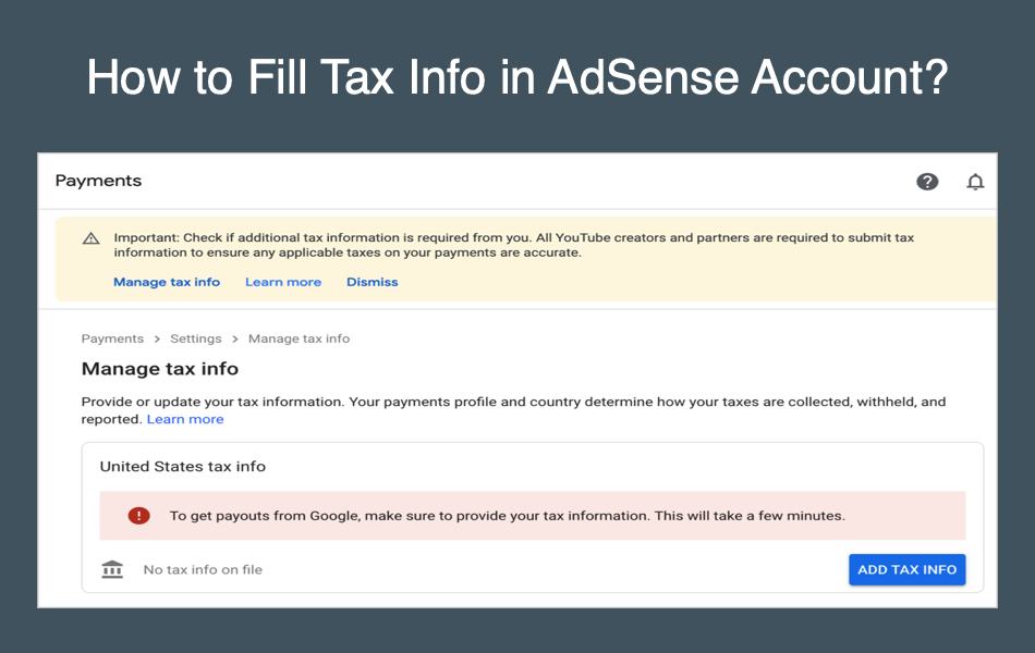 How to Fill Tax Info in AdSense Account