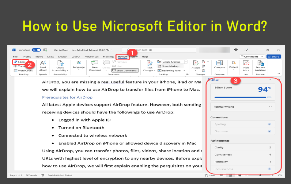 How to Use Microsoft Editor in Word