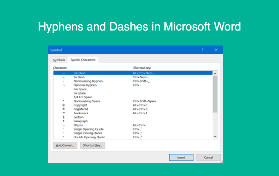 Hyphens and Dashes in Microsoft Word
