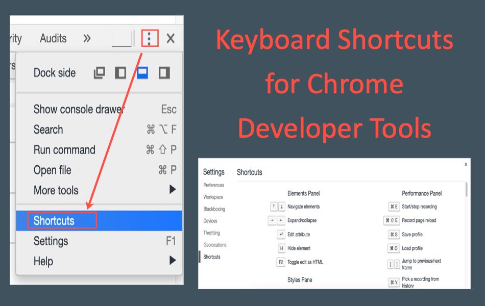 Keyboard Shortcuts for Chrome Developer Tools