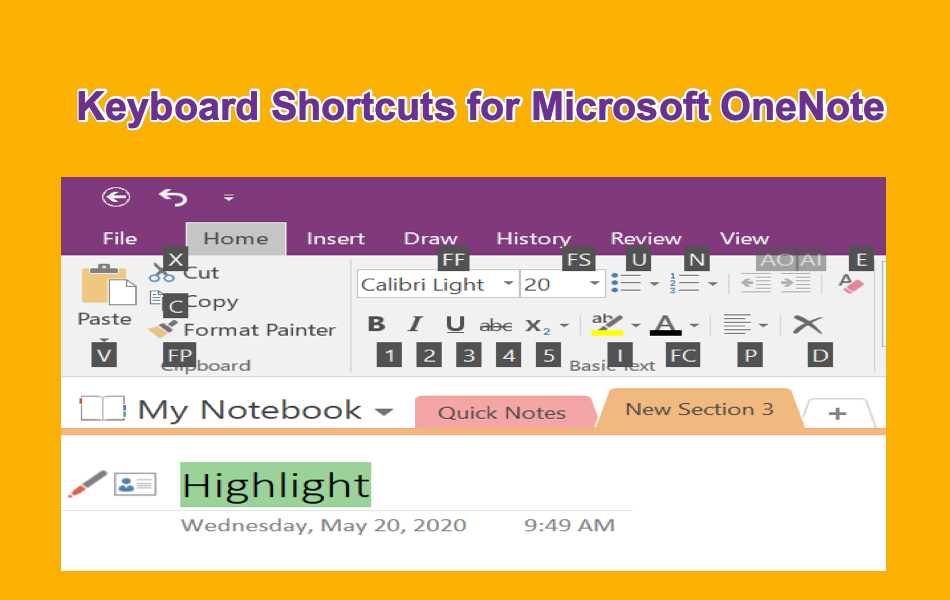 Keyboard Shortcuts for Microsoft OneNote