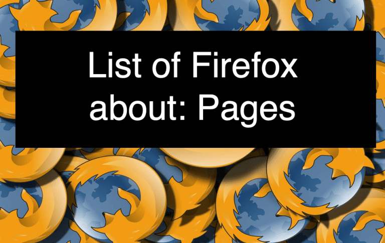 List of Firefox About Pages