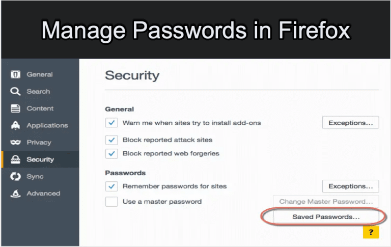 Manage Passwords in Firefox