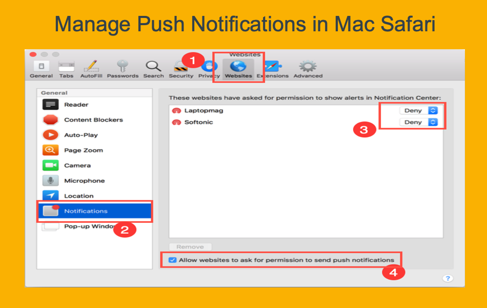 Manage Push Notifications in Mac Safari