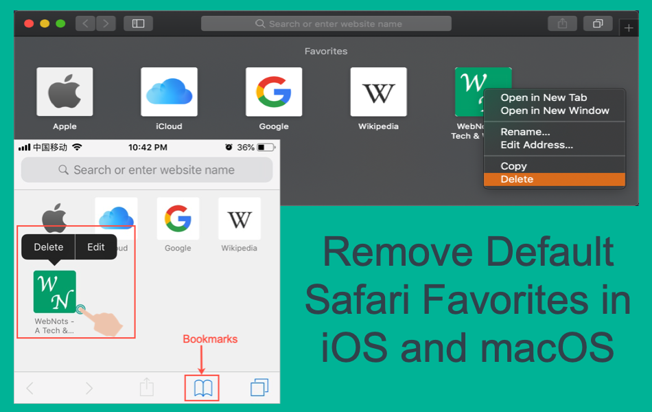 Remove Default Safari Favorites in iOS and macOS