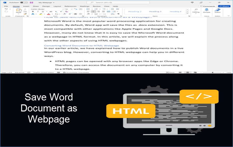 Save Word Document as Webpage