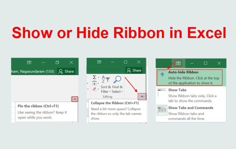 Show or Hide Ribbon in Excel