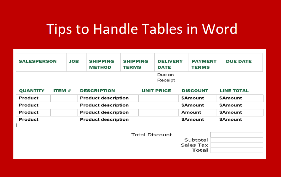 Tips to Handle Tables in Word