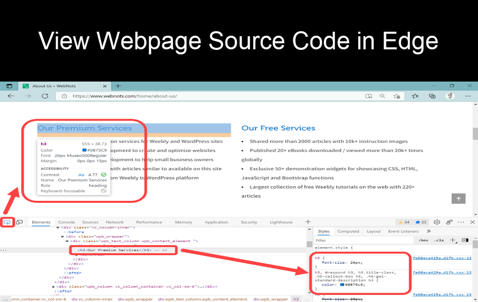 View Webpage Source Code in Edge