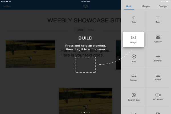 Weebly iPad App Site Builder 元素