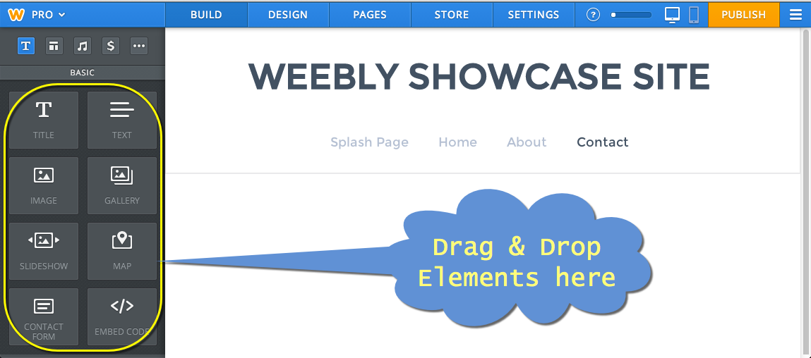 Weebly 编辑器界面