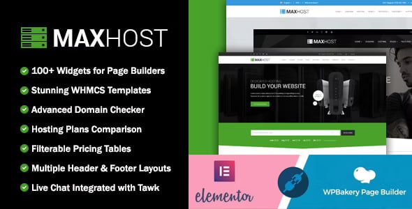 maxhost web hosting whmcs and corporate business wordpress theme with woocommerce