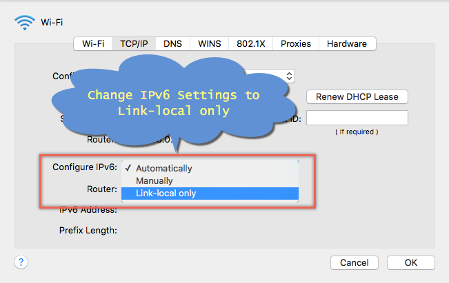 在 Mac 中更改 IPv6 设置