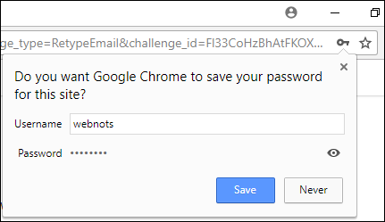在 Chrome 中保存密码提示