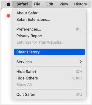 从 Safari 菜单中清除历史记录
