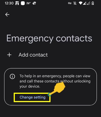 Android 中的紧急联系人设置页面