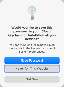 在 Safari Mac 中保存密码提示