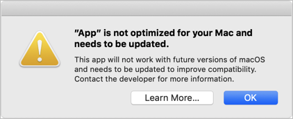 macOS 中的 32 位应用程序警告
