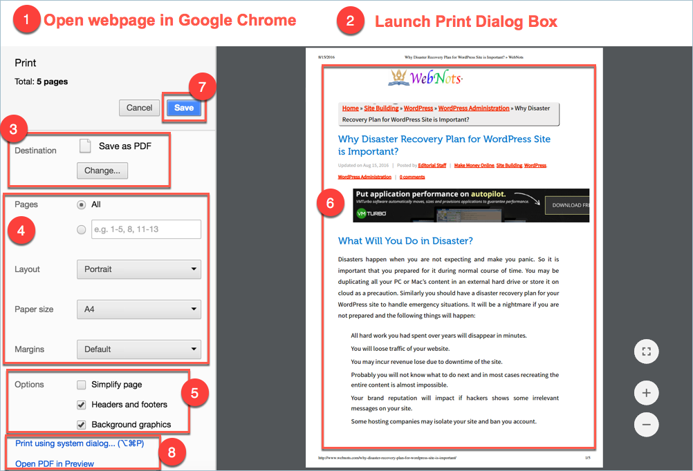 在 Google Chrome 中将网页转换为 PDF