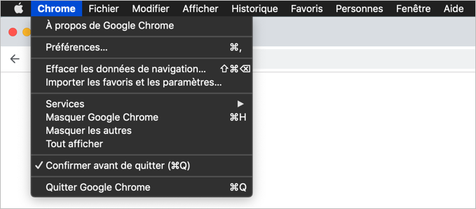 Mac 中的法语版 Chrome