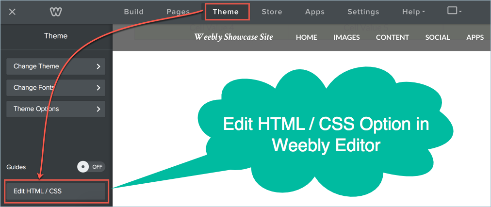 在 Weebly 中编辑源 HTML 和 CSS