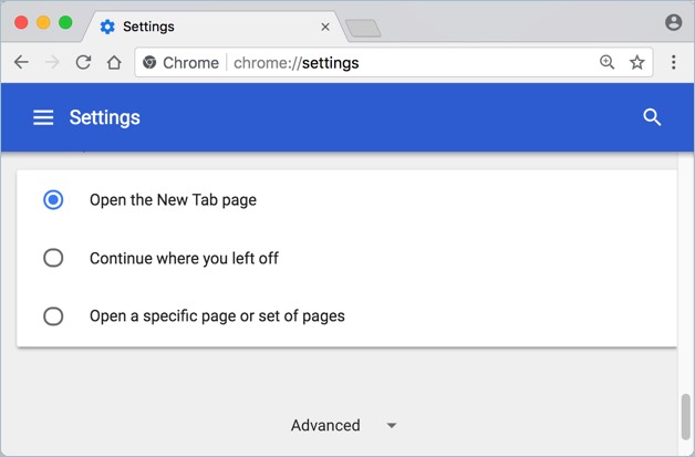 Chrome 启动页选项