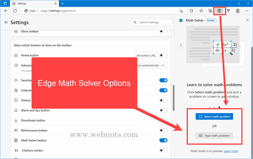 边缘数学求解器选项