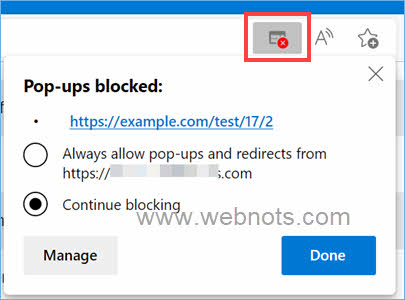 管理单个站点的弹出窗口