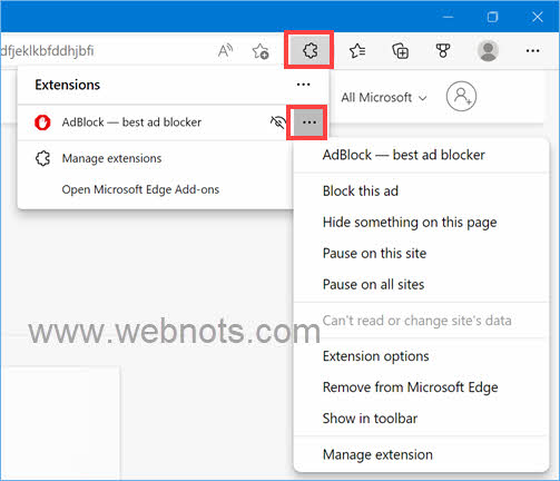 Edge 中的 AdBlock 扩展设置