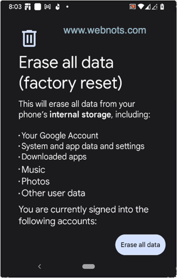 Android中的出厂重置选项