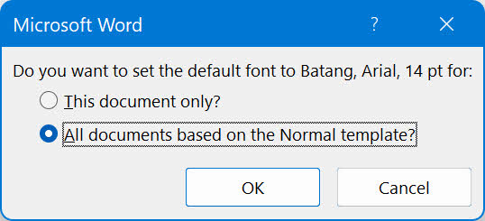 将字体更改应用于 Word 模板