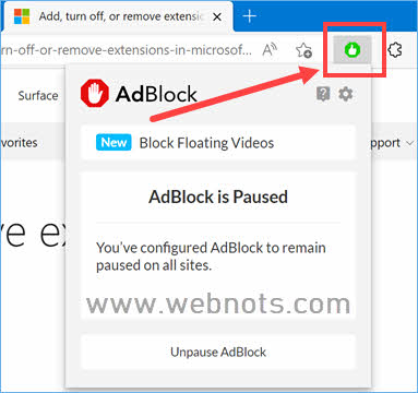 在所有站点上禁用扩展
